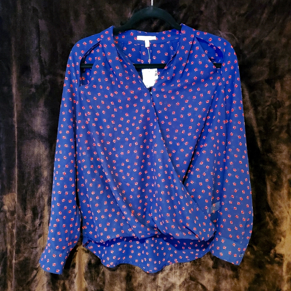 Maurices Floral Wrap Front Blouse - Medium